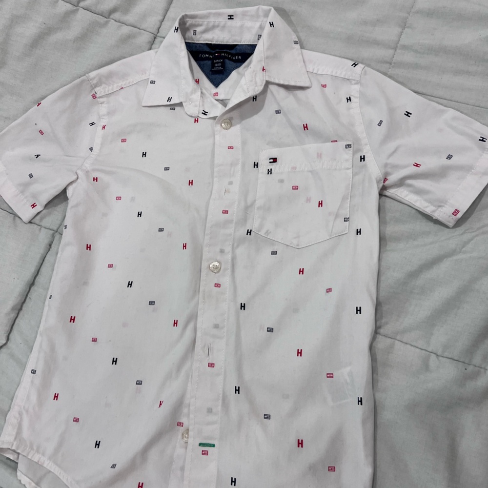 Tommy Hilfiger Kids White Shirt with Multicolor Logo